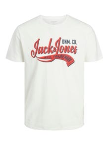 Jack & Jones Logo O-Neck T-shirt -Cloud Dancer - 12233594