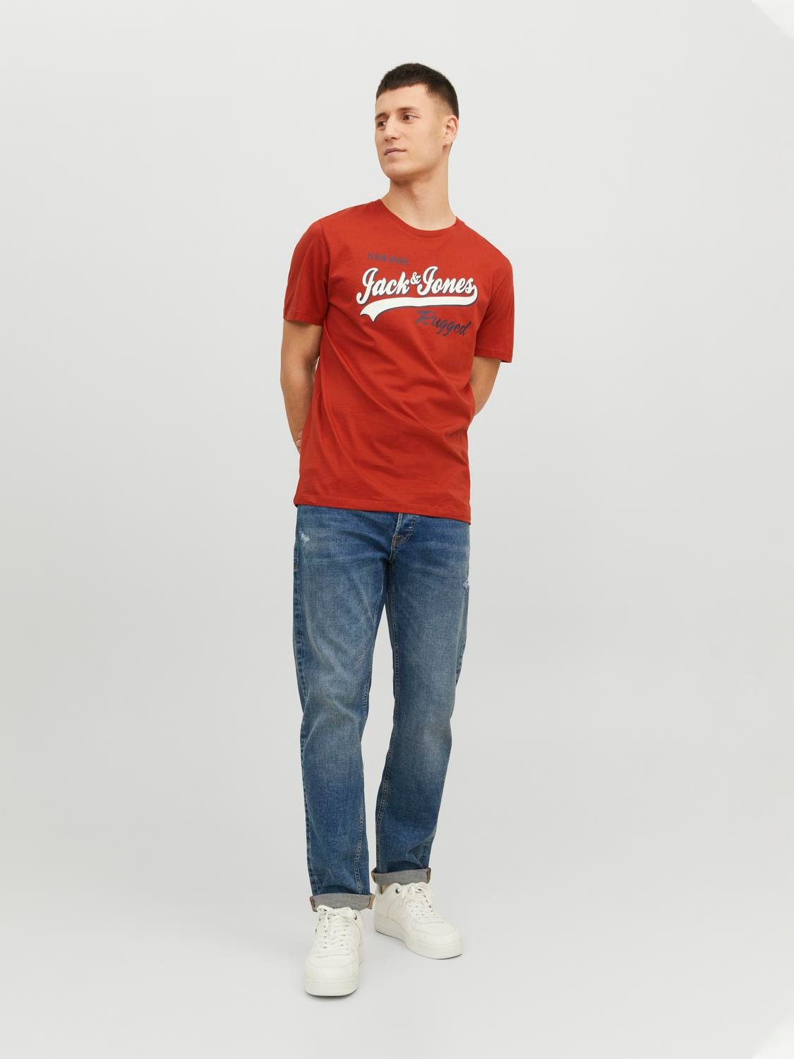 Jack & Jones Logo Ronde hals T-shirt -Cinnabar - 12233594