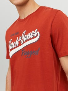Jack & Jones Logo Pyöreä pääntie T-paita -Cinnabar - 12233594