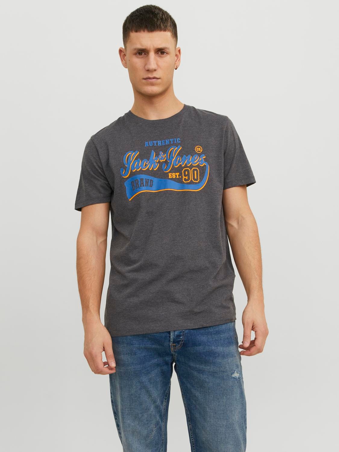 Jack & Jones Camiseta Logotipo Cuello redondo -Dark Grey Melange - 12233594