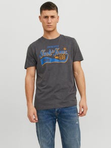 Jack & Jones Logo Rundhals T-shirt -Dark Grey Melange - 12233594