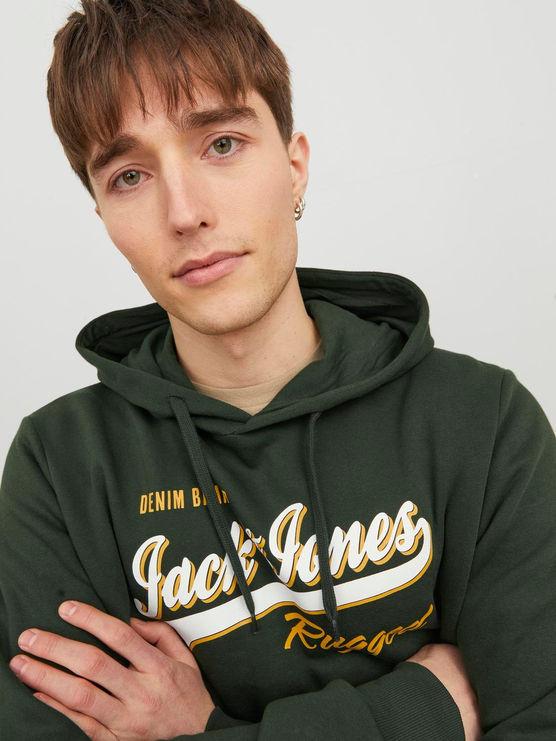 Jack & Jones Logo Hoodie -Mountain View - 12233597