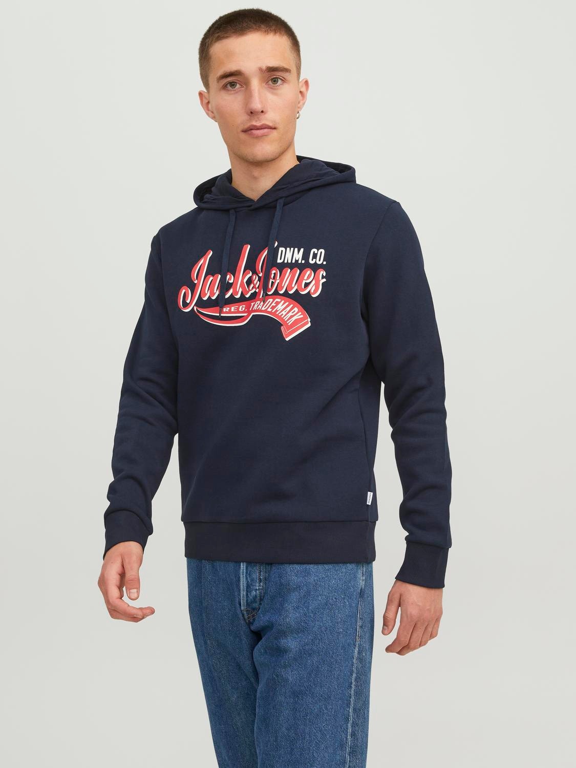 Jack & Jones Logo Hoodie -Navy Blazer - 12233597