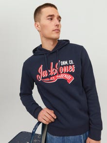 Jack & Jones Logo Hoodie -Navy Blazer - 12233597