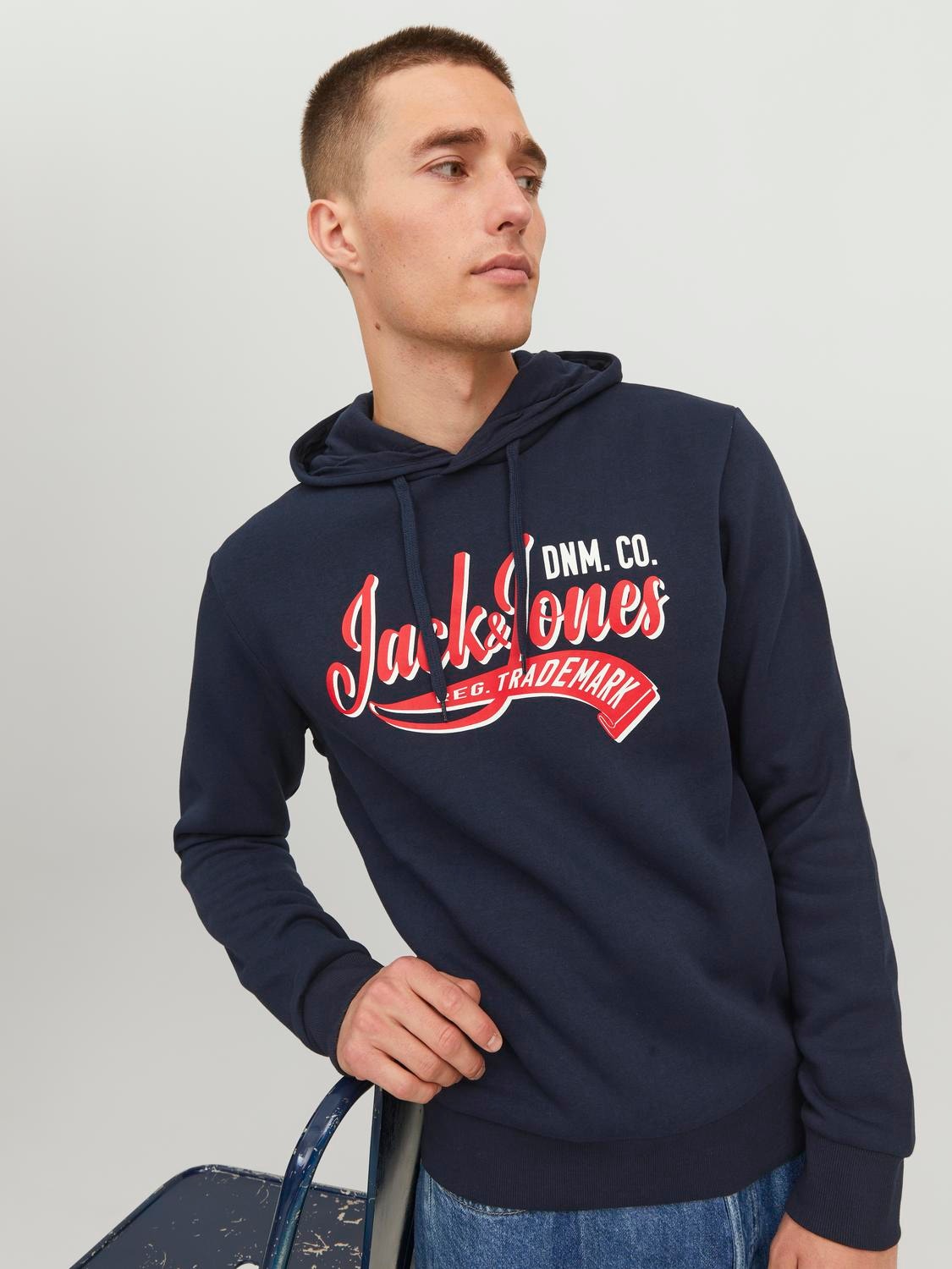 Jack & Jones Logo Hoodie -Navy Blazer - 12233597