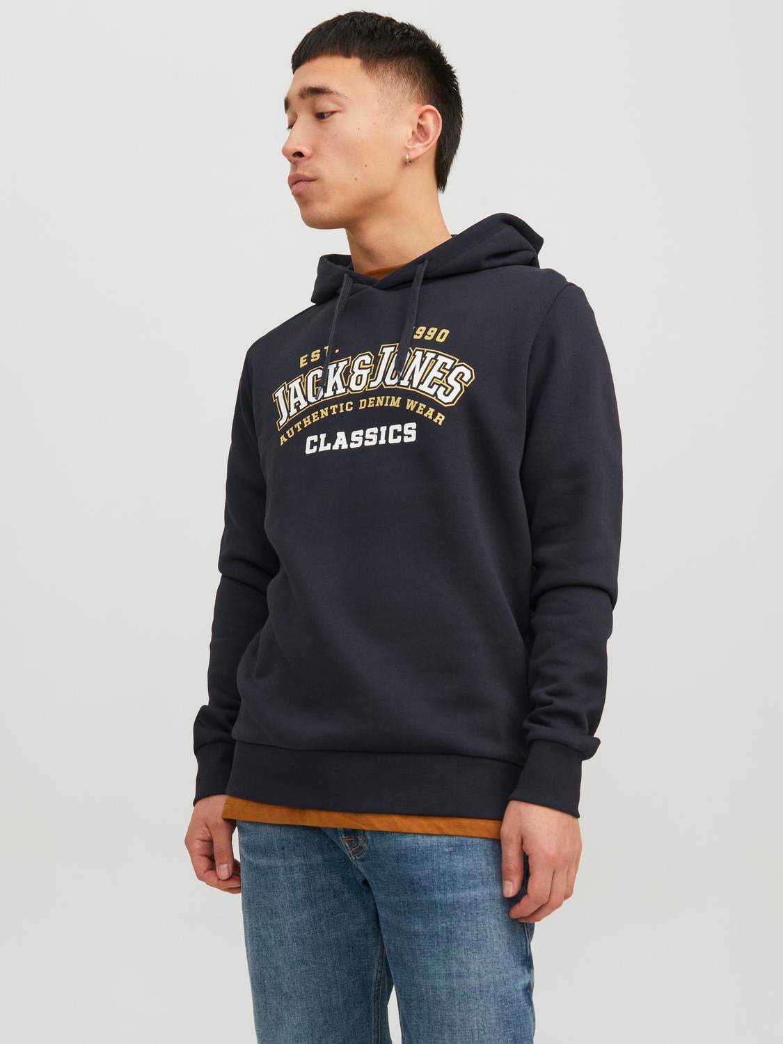 Jack & Jones Logo Hoodie -Dark Navy - 12233597