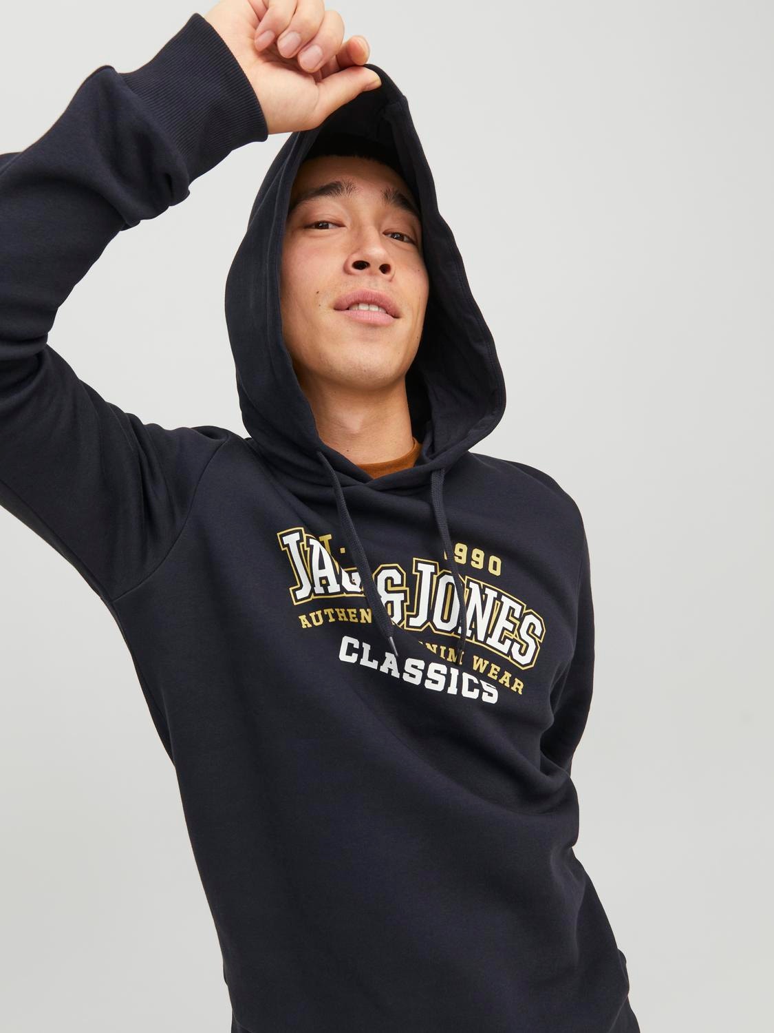 Jack & Jones Logotipas Megztinis su gobtuvu -Dark Navy - 12233597