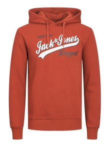 Jack & Jones Logo Mikina s kapucí -Cinnabar - 12233597