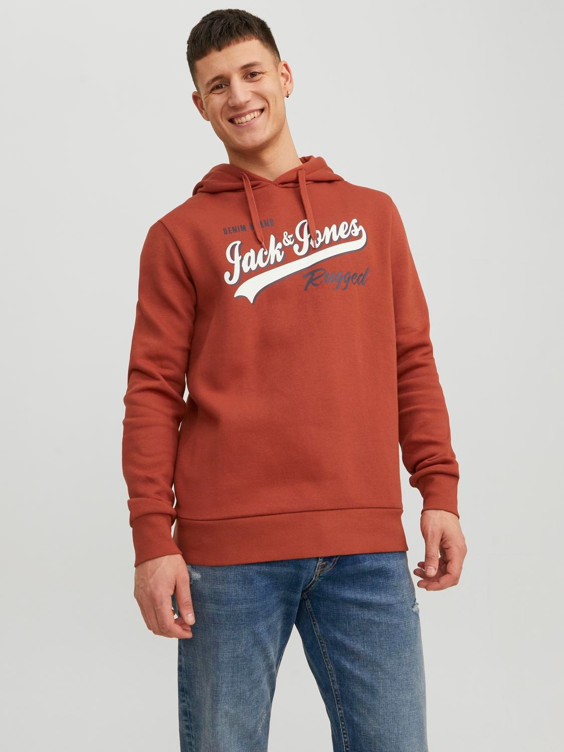 Jack & Jones Hoodie Logo -Cinnabar - 12233597