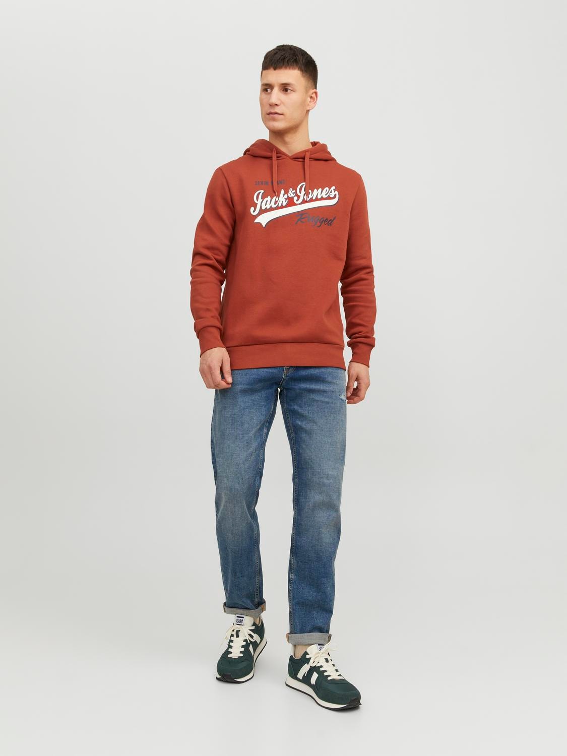 Jack & Jones Hoodie Logo -Cinnabar - 12233597