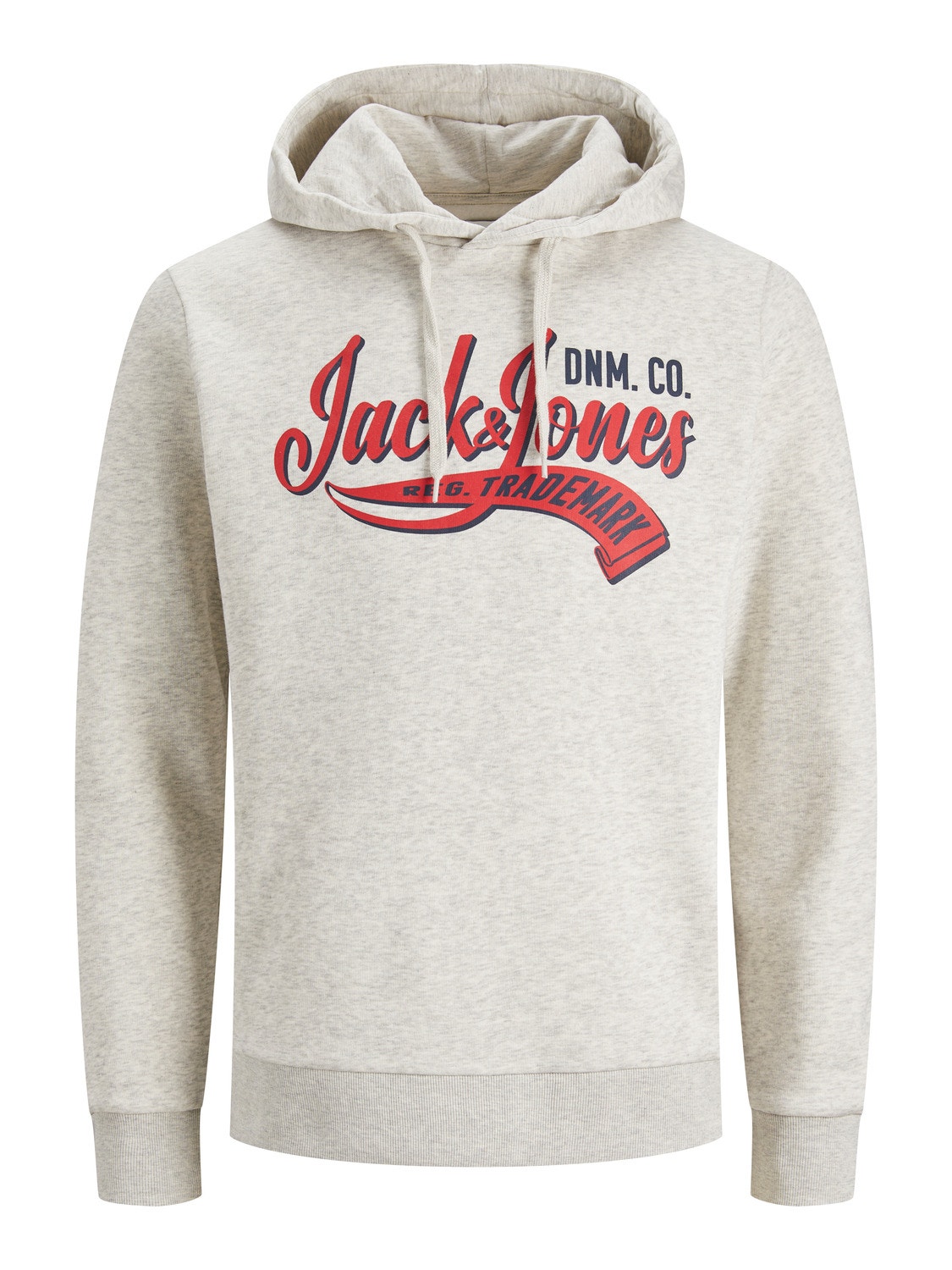 Jack & Jones Logo Hoodie -White Melange - 12233597