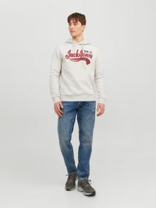 Jack & Jones Logo Hættetrøje -White Melange - 12233597