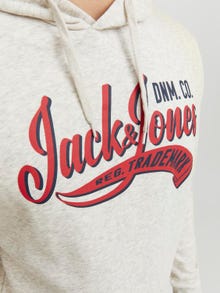 Jack & Jones Logo Hættetrøje -White Melange - 12233597