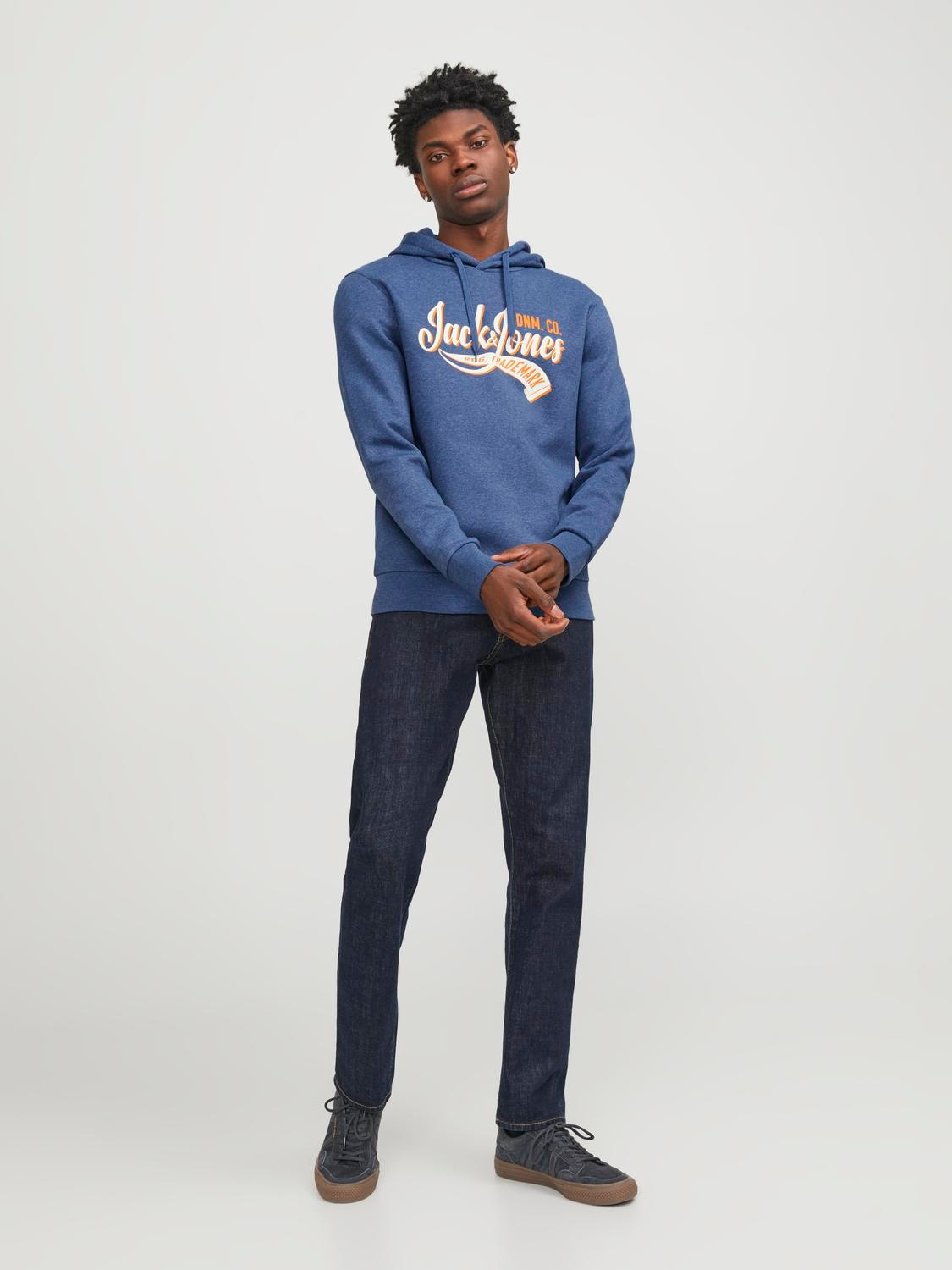 Jack & Jones Logo Hoodie -Ensign Blue - 12233597