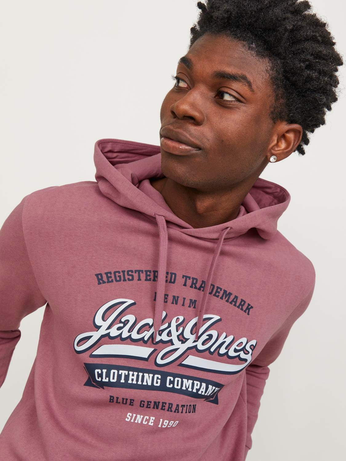 Jack and jones pink hoodie online