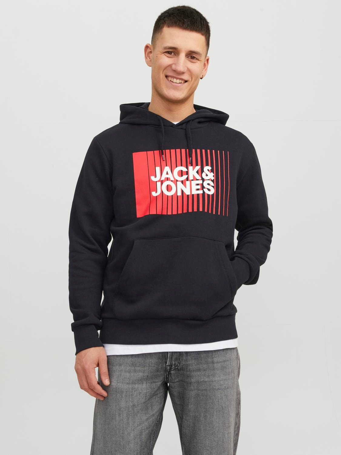 Sudadera con capucha logotipo Jack Jones negra