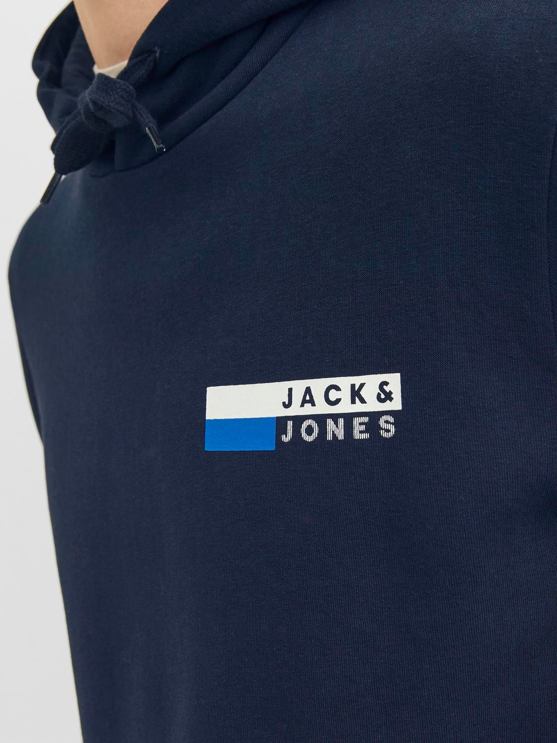 Jack & Jones Logo Hoodie -Navy Blazer - 12233599