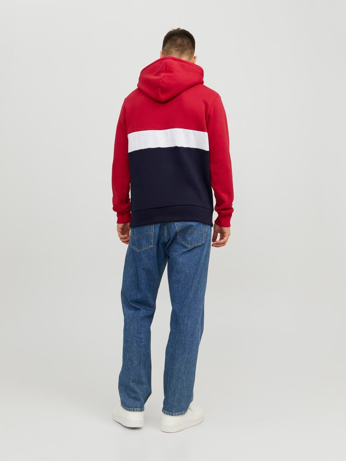 Jack & Jones Sweat à capuche Effet colour block -Tango Red - 12233959