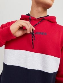 Jack & Jones Barevný blok Mikina s kapucí -Tango Red - 12233959