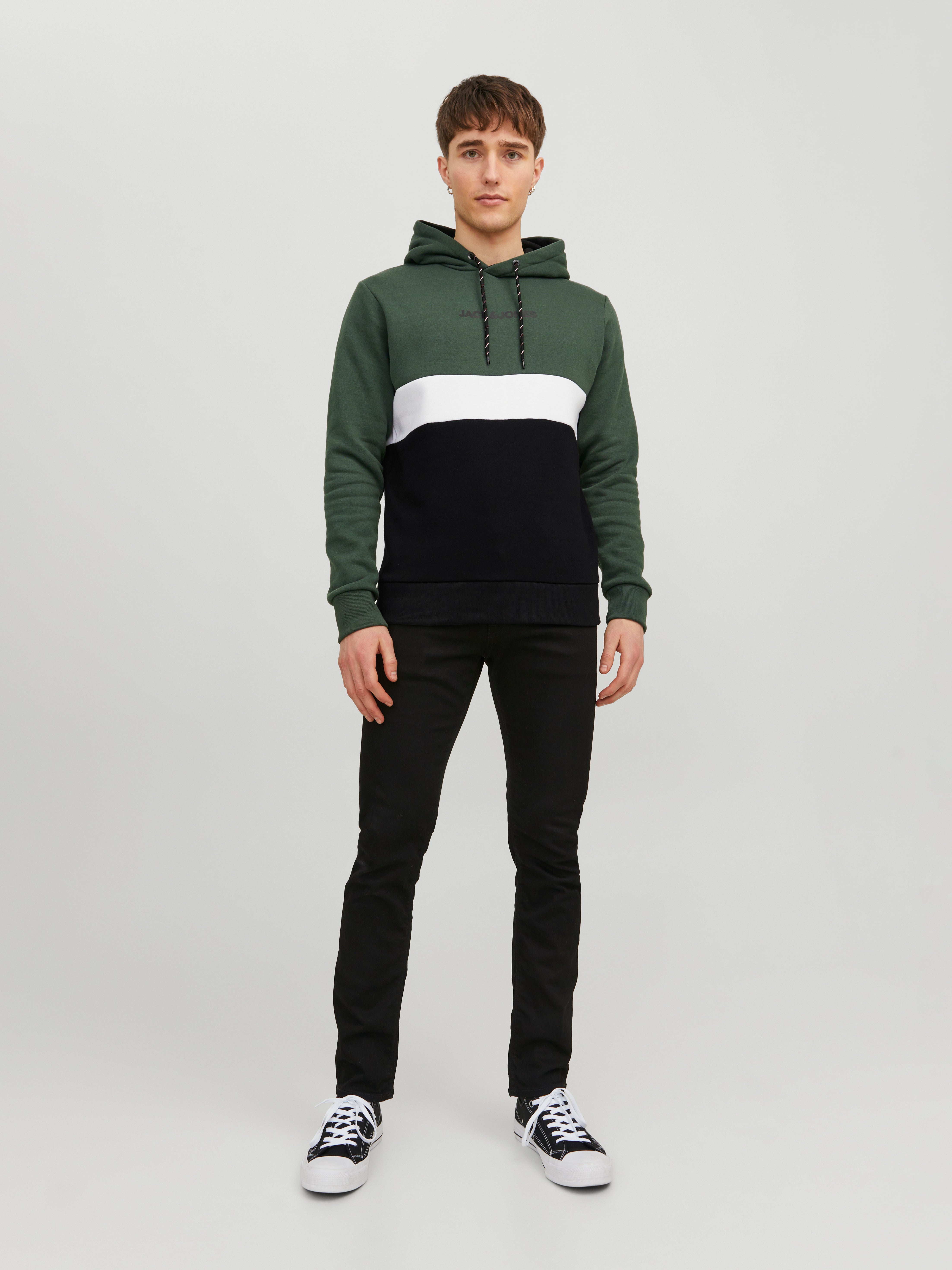 Colour Blocking Kapuzenpullover | Dunkelgrün | Jack & Jones®