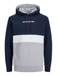 Jack & Jones Barevný blok Mikina s kapucí -Navy Blazer - 12233959