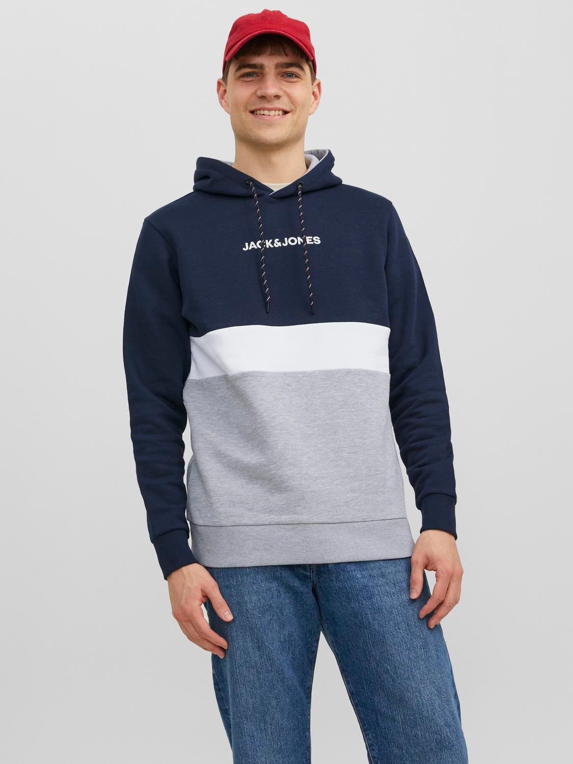 Colour block Hoodie Dark Blue Jack Jones