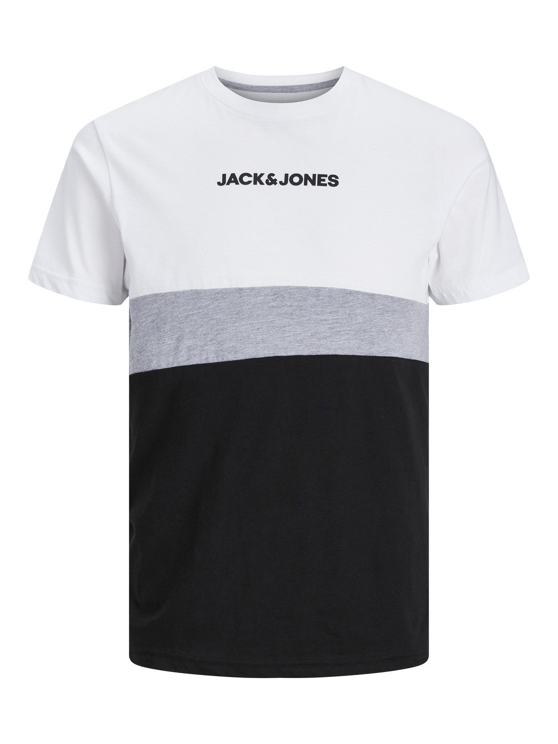 Jack & Jones Barevný blok Kruhový výstřih Tričko -White - 12233961