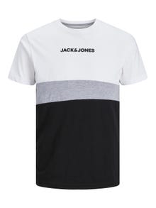 Jack & Jones Värviplokk Ümmargune kaelus T-särk -White - 12233961