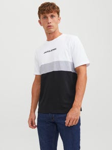 Jack & Jones Barevný blok Kruhový výstřih Tričko -White - 12233961