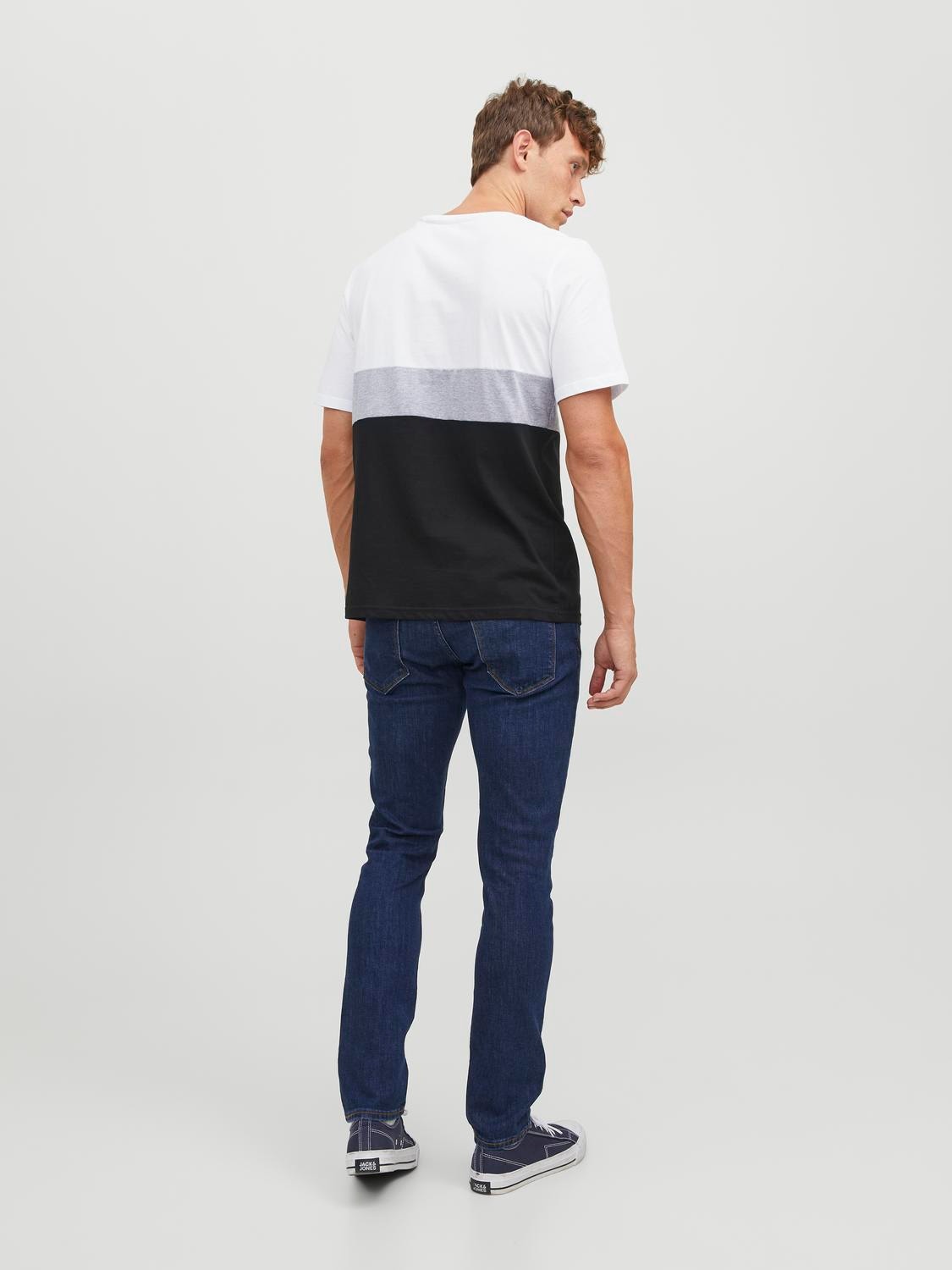 Jack & Jones Barevný blok Kruhový výstřih Tričko -White - 12233961