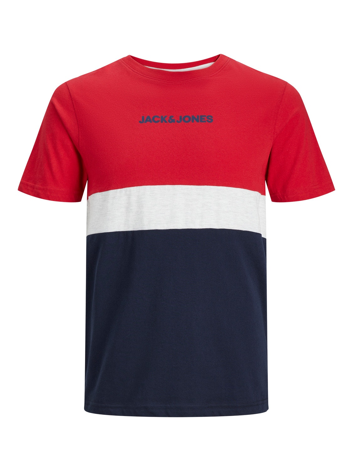 Jack & Jones Colour block Crew neck T-shirt -Tango Red - 12233961