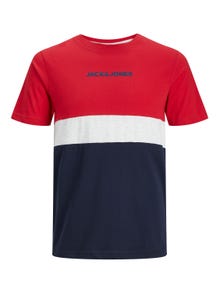 Jack & Jones Színes kockás Környak Trikó -Tango Red - 12233961