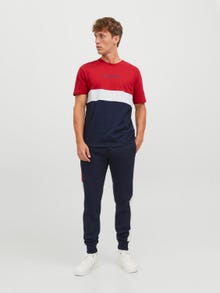 Jack & Jones Colour block Crew neck T-shirt -Tango Red - 12233961