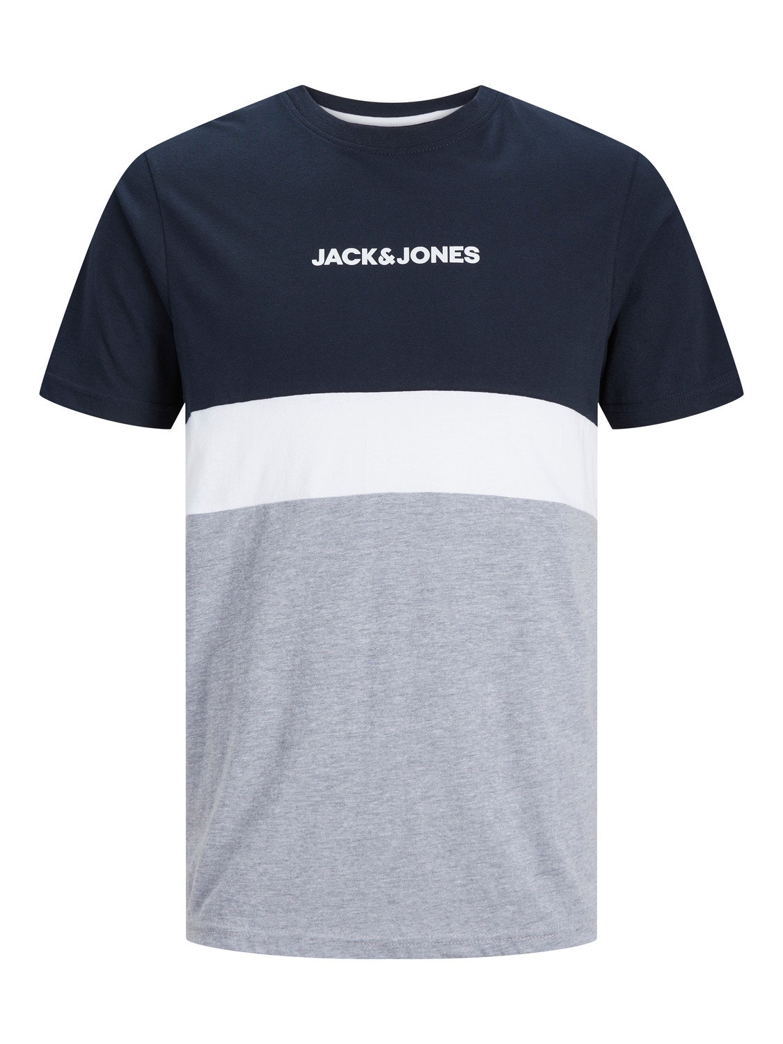 Jack & Jones Värviplokk Ümmargune kaelus T-särk -Navy Blazer - 12233961