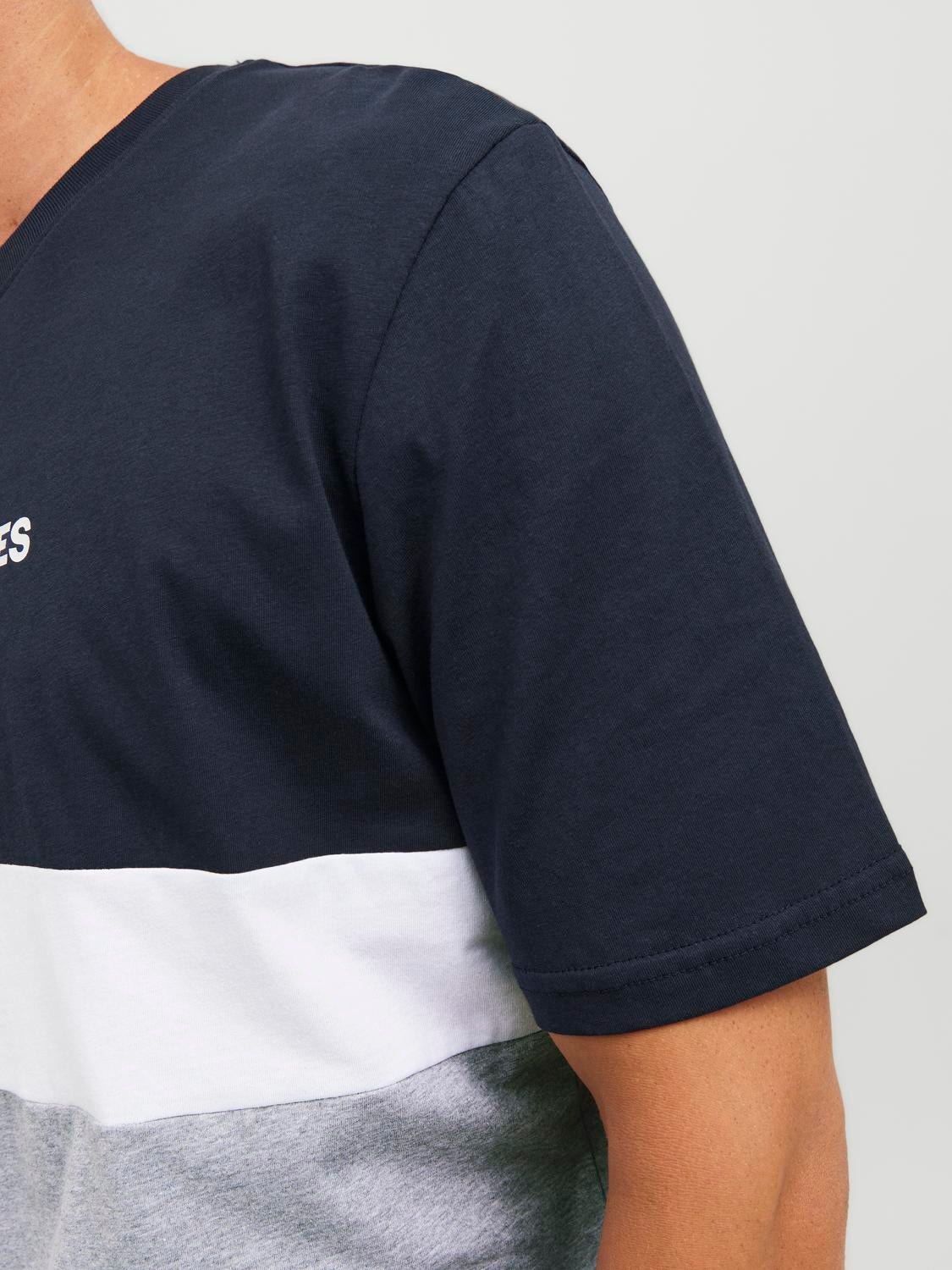 Jack & Jones T-shirt Bloco de Cor Decote Redondo -Navy Blazer - 12233961