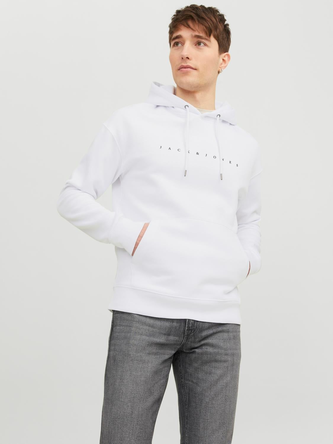 Jack and jones white sweatshirt sale