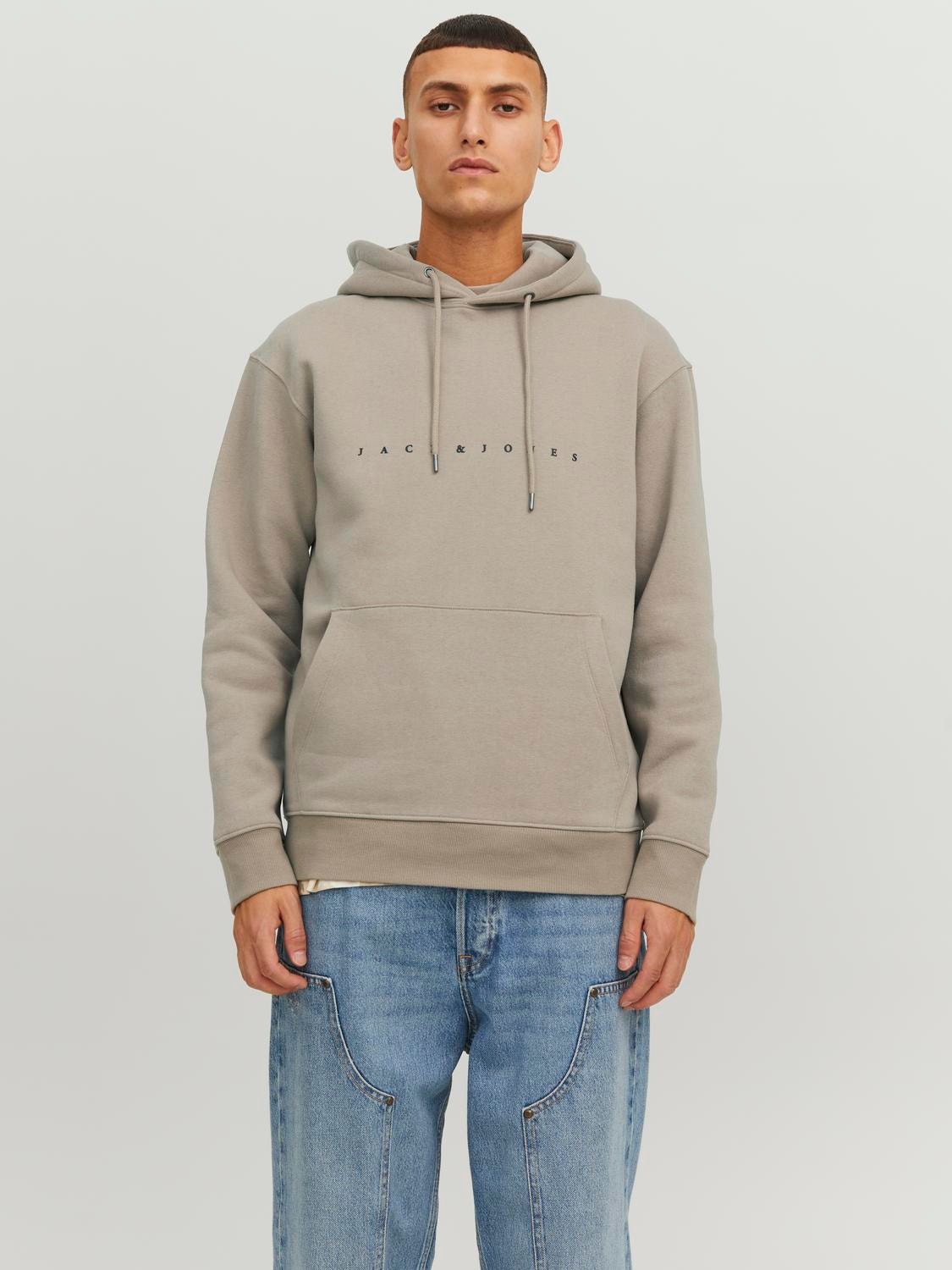 Jack & Jones Logo Hoodie -Crockery - 12233972