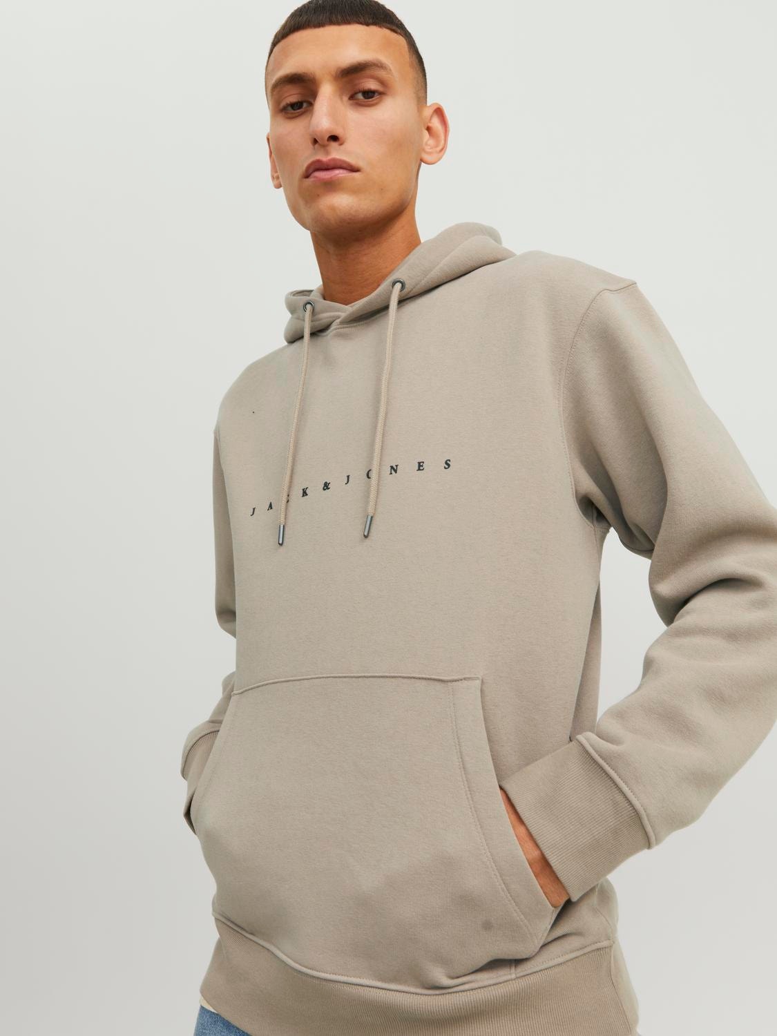 Jack & Jones Logo Hoodie -Crockery - 12233972