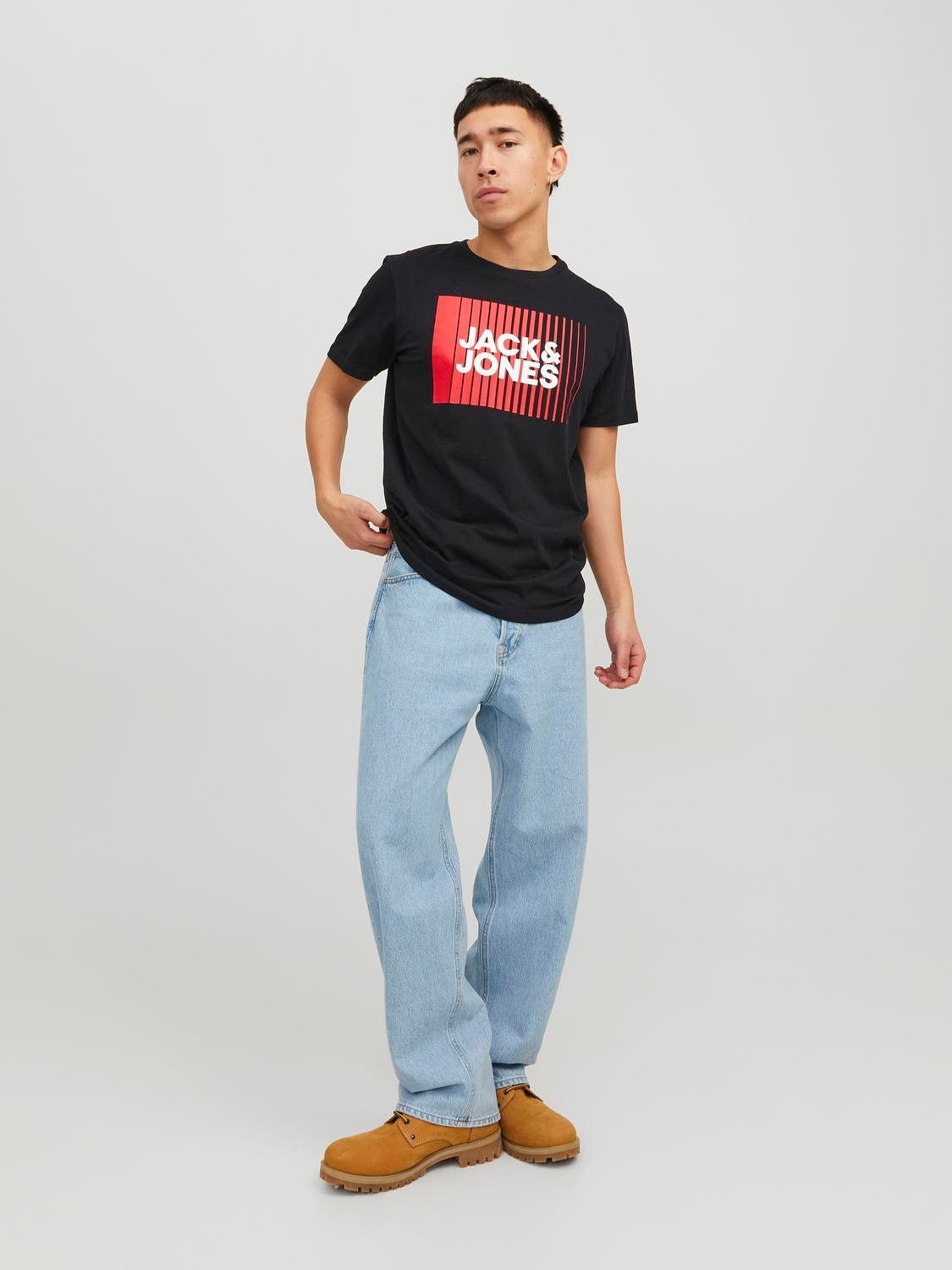 Jack & Jones Logotipas Apskritas kaklas Marškinėliai -Black - 12233999