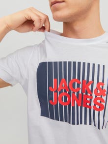 Jack & Jones Logo Kruhový výstřih Tričko -White - 12233999