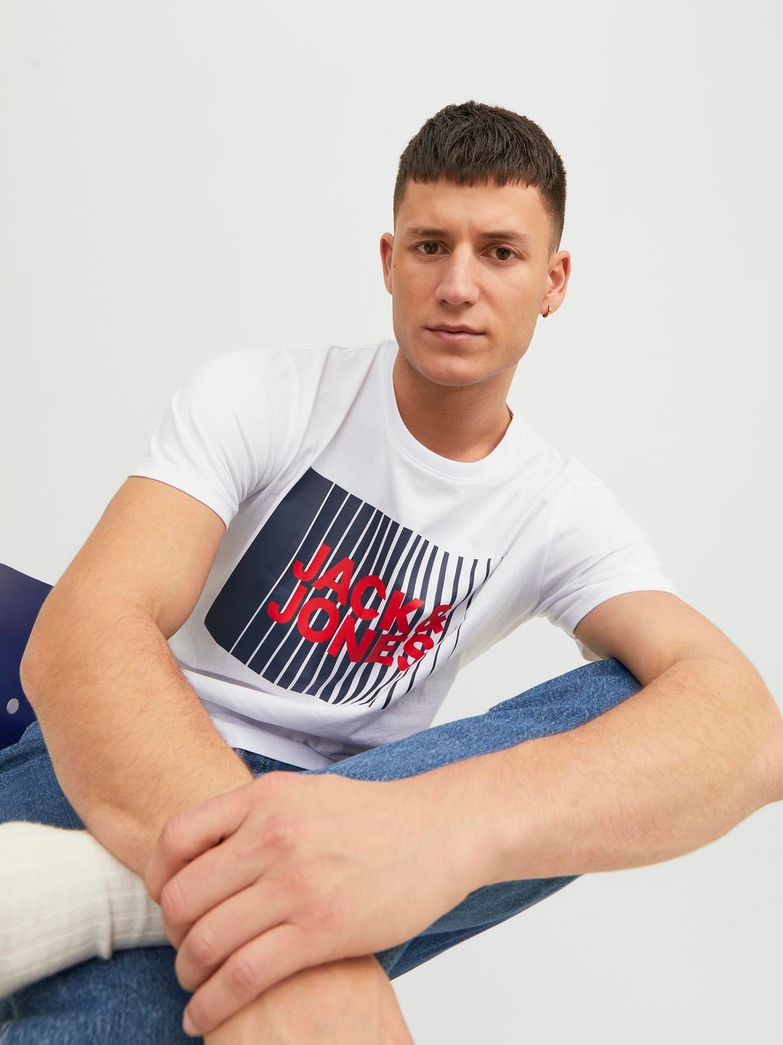 Jack & Jones Logó Környak Trikó -White - 12233999