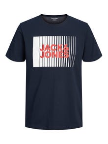 Jack & Jones Logotipas Apskritas kaklas Marškinėliai -Navy Blazer - 12233999