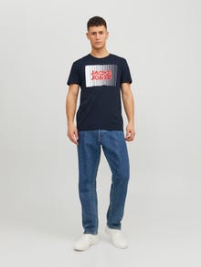 Jack & Jones Logotipas Apskritas kaklas Marškinėliai -Navy Blazer - 12233999