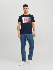 Jack & Jones Z logo Okrągły dekolt T-shirt -Navy Blazer - 12233999
