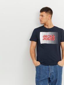 Jack & Jones Logotipas Apskritas kaklas Marškinėliai -Navy Blazer - 12233999