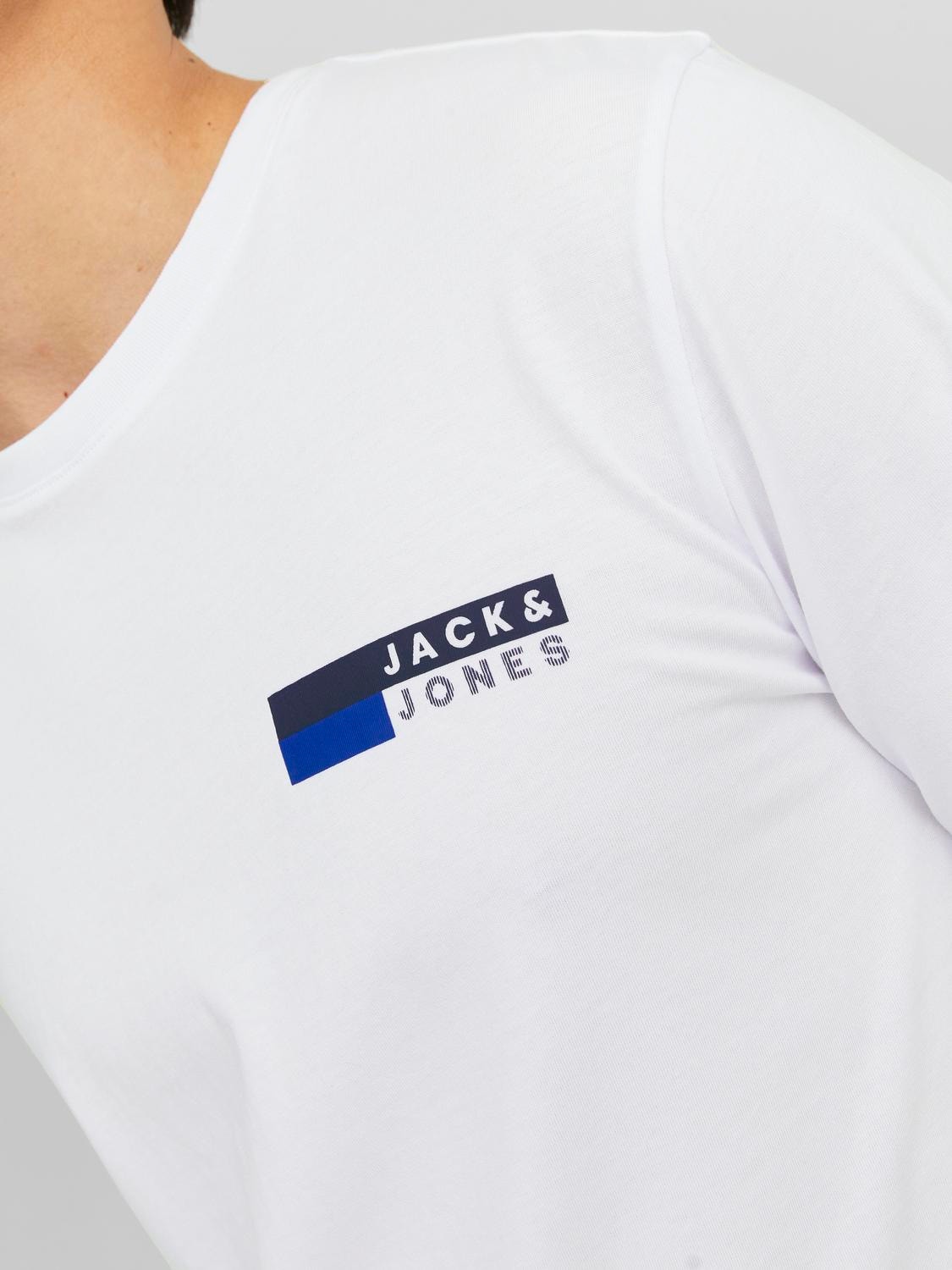 Jack & Jones Z logo Okrągły dekolt T-shirt -White - 12233999