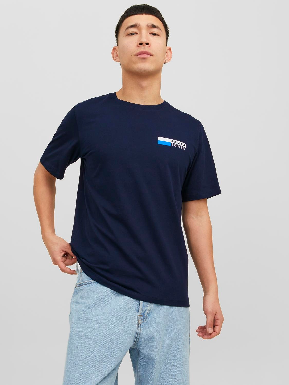 Jack & Jones Logotyp Rundringning T-shirt -Navy Blazer - 12233999