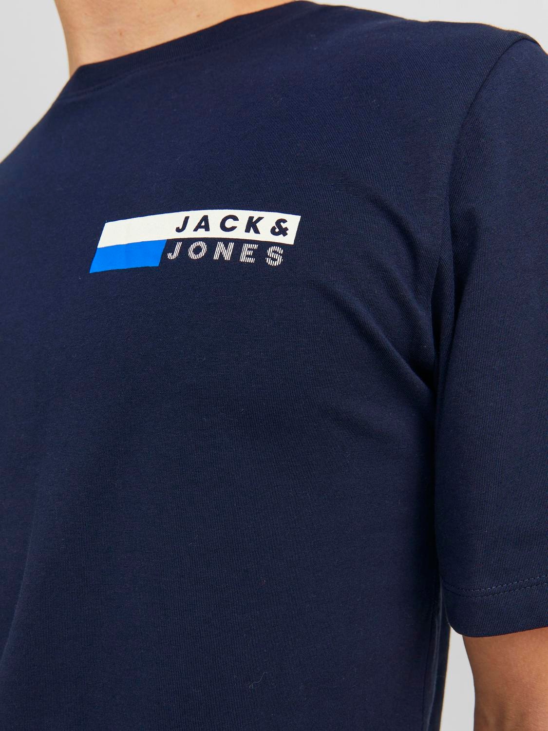 Jack & Jones Logo O-hals T-skjorte -Navy Blazer - 12233999