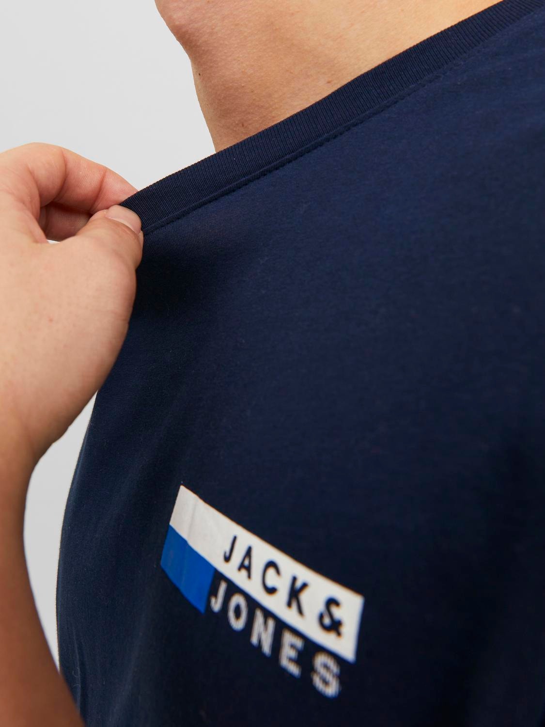 Jack & Jones Logo Ümmargune kaelus T-särk -Navy Blazer - 12233999