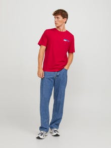 Jack & Jones Logo Kruhový výstřih Tričko -True Red - 12233999